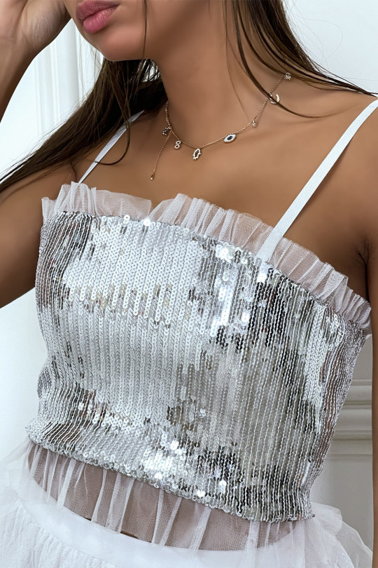 Little white top in sequins and tulle - 2