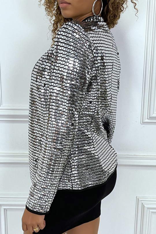 Shiny silver blazer jacket - 1