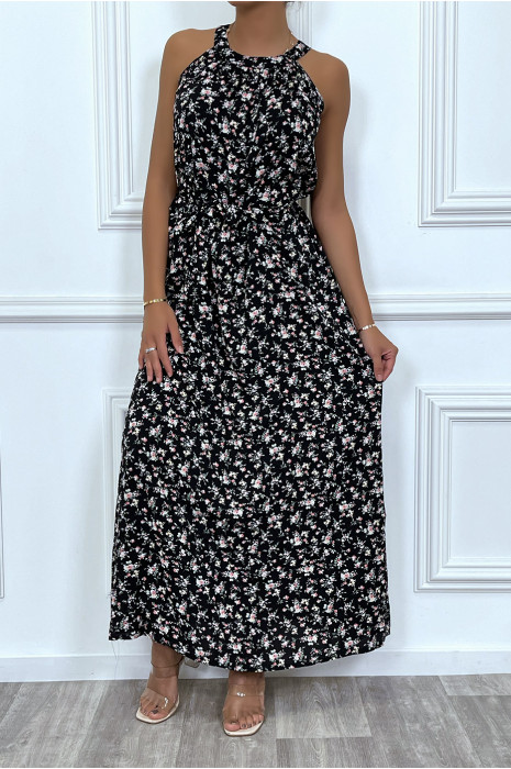 Robe longue noir motif liberty - 2