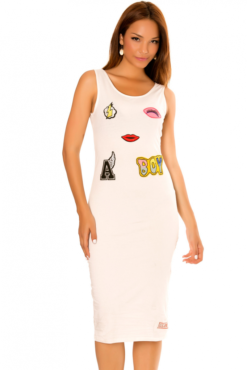 White tank dress, with fashion "US ARMY" insert. - 1