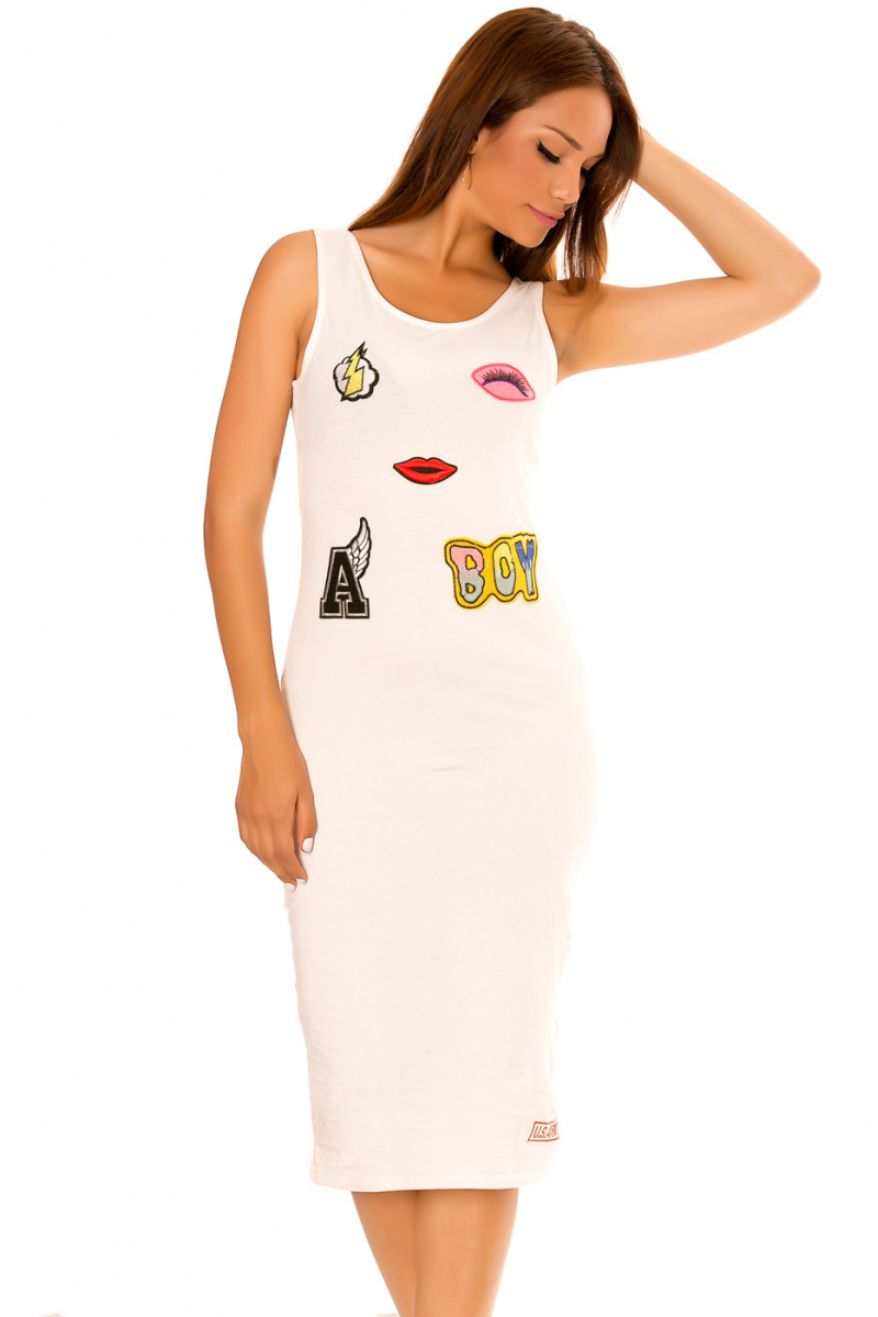 White tank dress, with fashion "US ARMY" insert. - 2