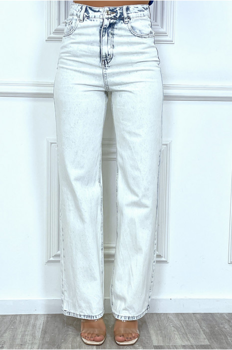 Jean taille haute bleu ciel effet délavé - 3