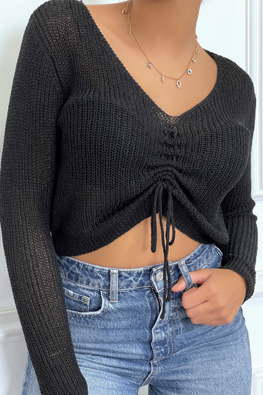 Haut femme à manches longues Pull en maille Pull Col V Femme Chemisier Tops Tops-S pullover