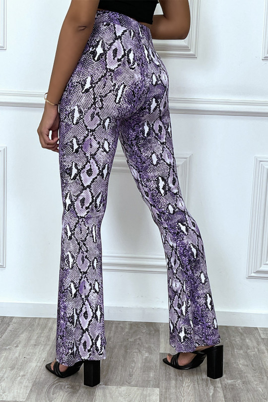 Pantalon pattes d'éléphant violet imprimé serpent - 1