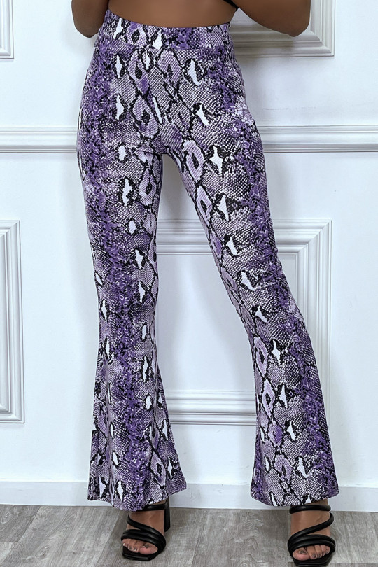 Pantalon pattes d'éléphant violet imprimé serpent - 2