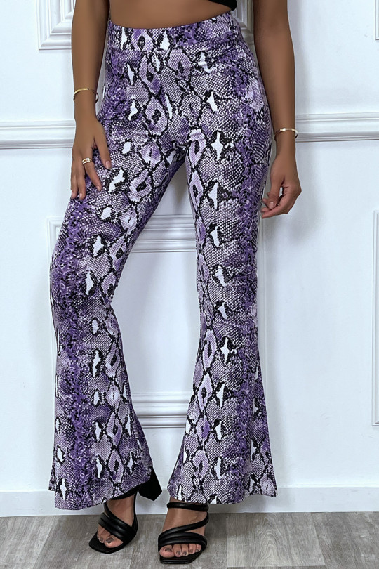 Pantalon pattes d'éléphant violet imprimé serpent - 3