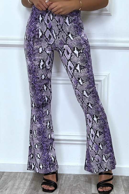 Pantalon pattes d'éléphant violet imprimé serpent - 4