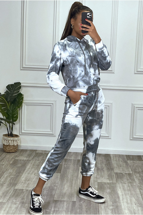 sets Ensemble jogging tie and dye gris et blanc