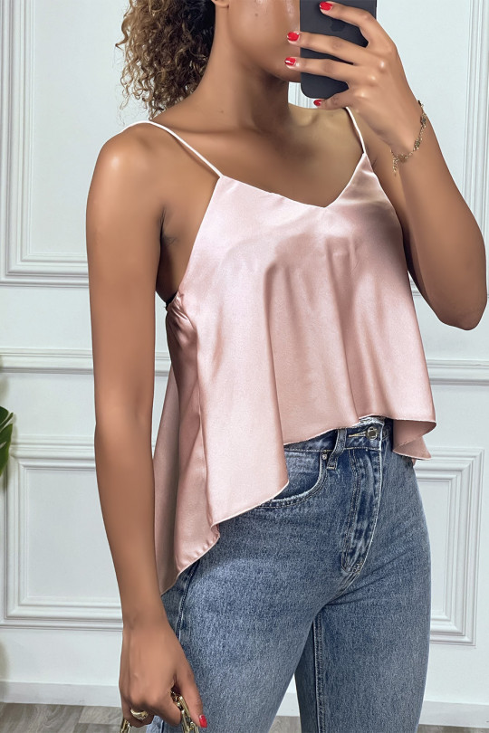 Pink Asymmetrical Camisole Tank Top - 2