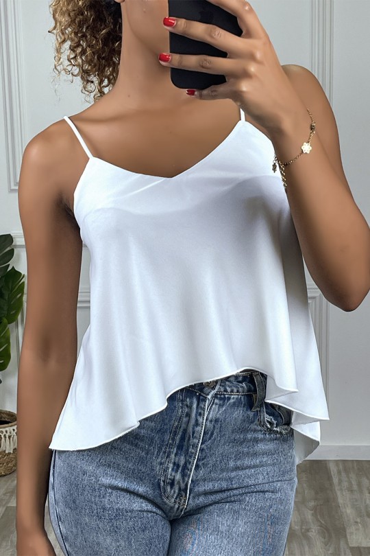 White camisole tank top with asymmetric cut - 1