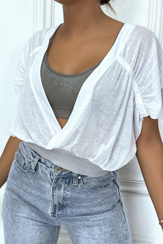 Loose neckline top with short sleeves with silver "skulls" and sequins on the back - 3