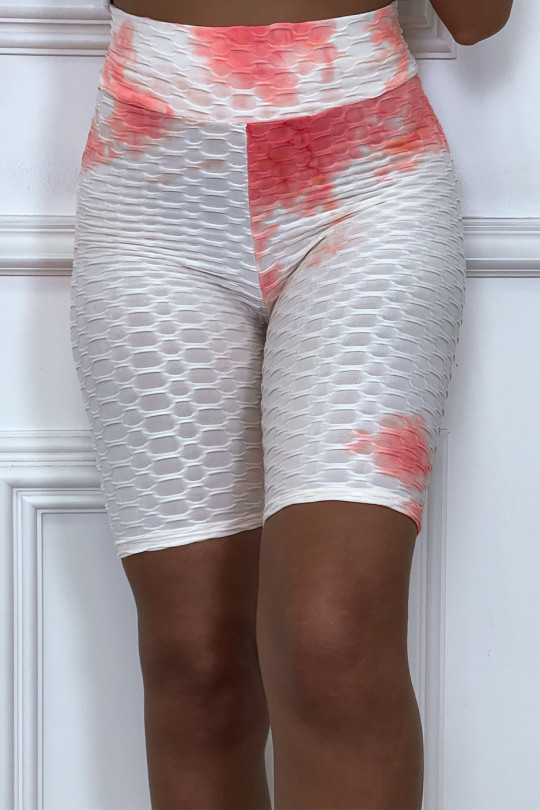 Push-up and anti-cellulite coral tie-dye cyclist