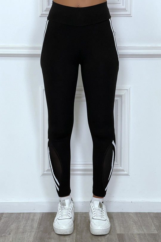 Legging fitness noir avec bandes blanches - 6