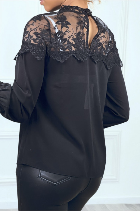 Blouse noir à buste en dentelle - 3