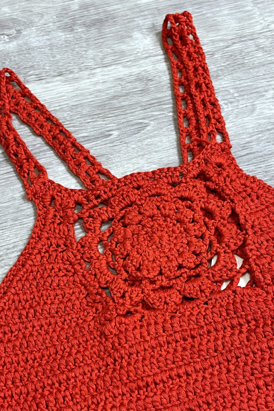 Red crochet two-piece swimsuit - 2