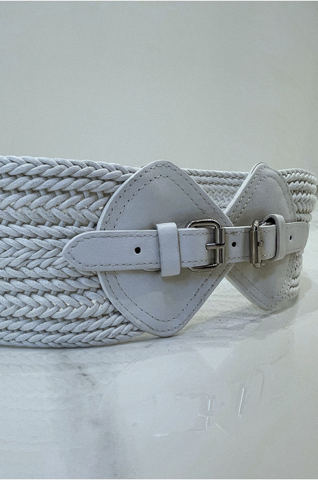 Ceinture tressée blanche à boucle en simili - 3