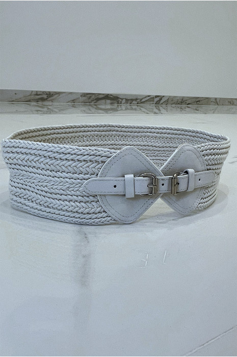 Ceinture tressée blanche à boucle en simili - 4