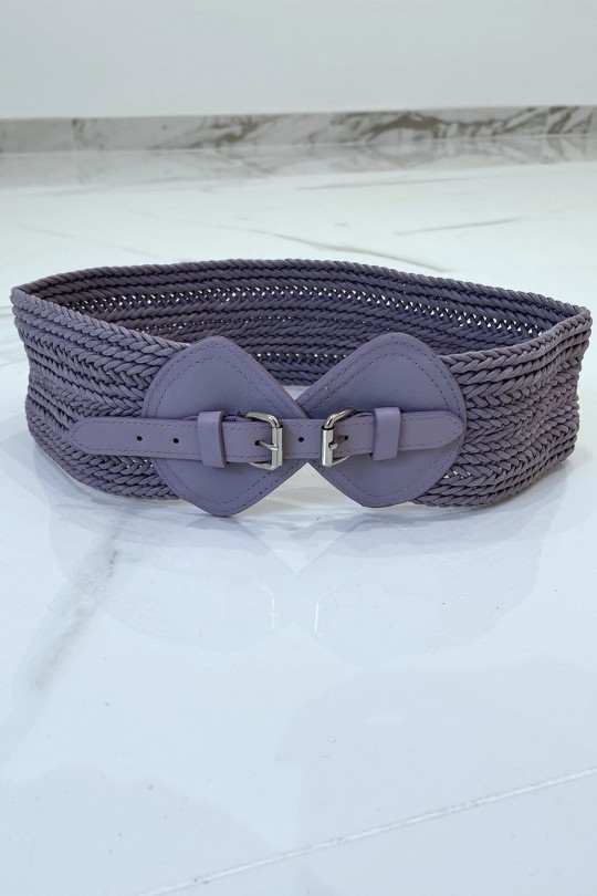 Ceinture tressée violette à boucle en simili - 1