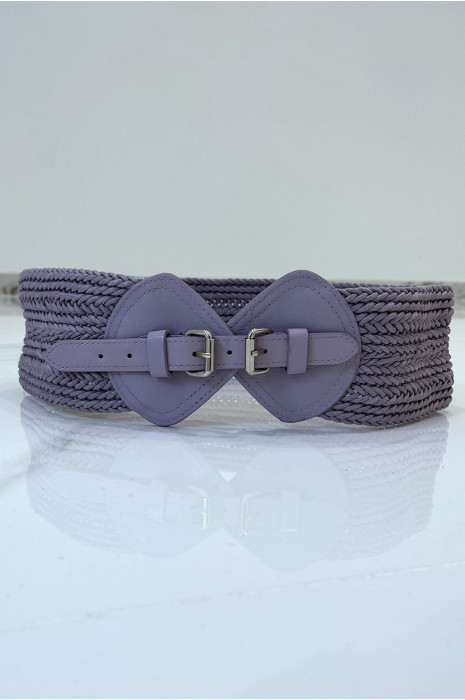 Ceinture tressée violette à boucle en simili - 2