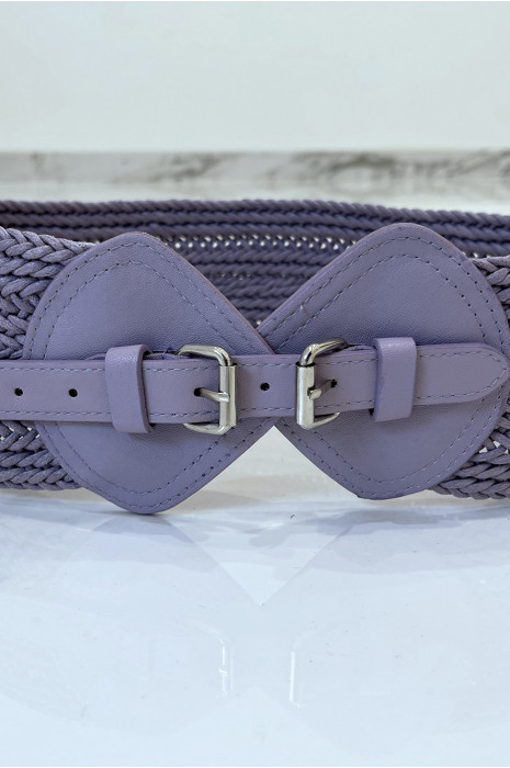 Ceinture tressée violette à boucle en simili - 3