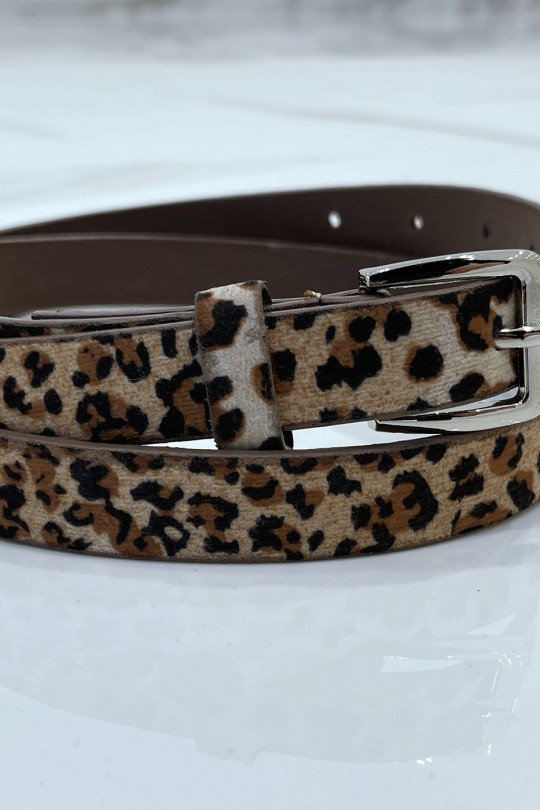 Thin leopard belt with suede effect coating - 2