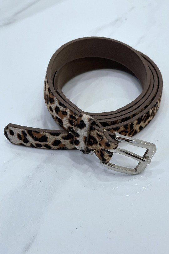 Thin leopard belt with suede effect coating - 6