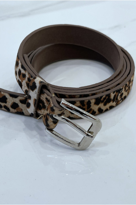 Thin leopard belt with suede effect coating - 7