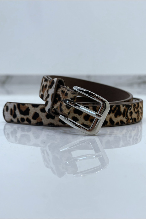 Thin leopard belt with suede effect coating - 8