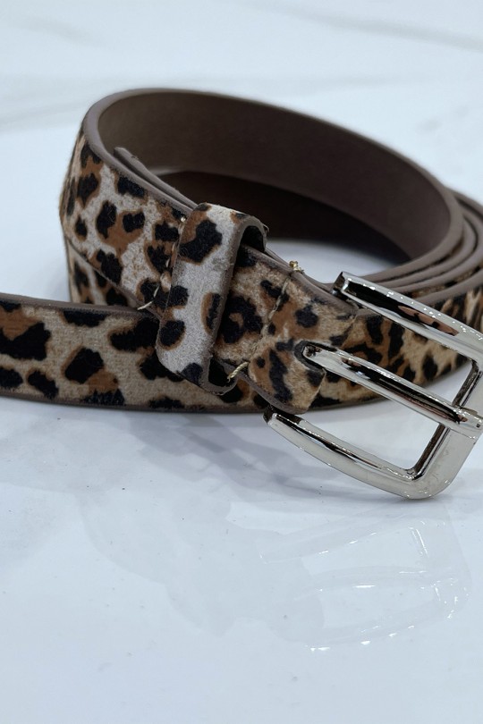 Thin leopard belt with suede effect coating - 9