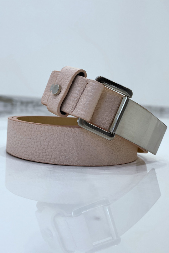 Pink python-effect belt with rectangle buckle - 2