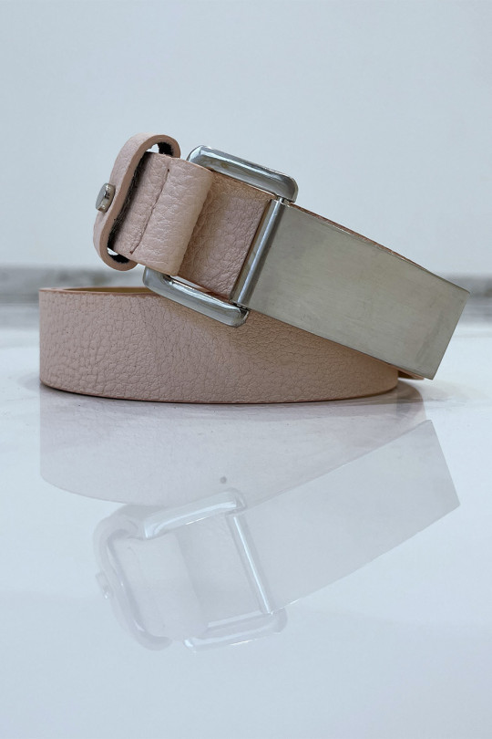 Pink python-effect belt with rectangle buckle - 3