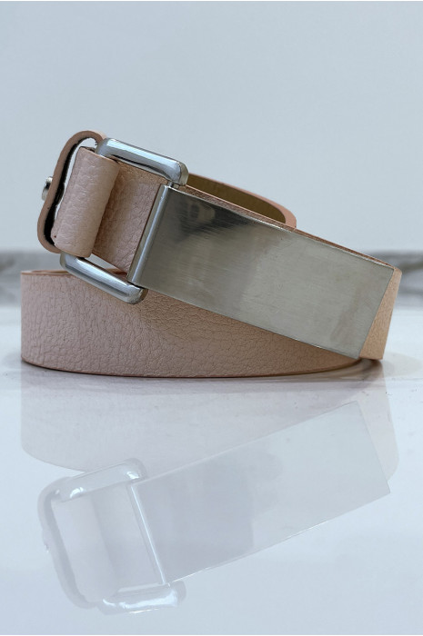 Ceinture rose effet python à boucle rectangle