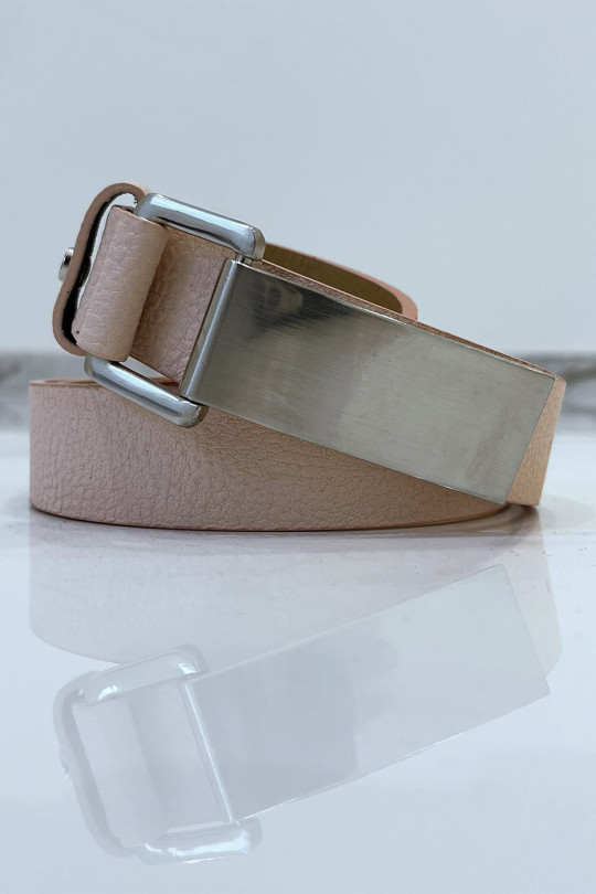 Pink python-effect belt with rectangle buckle - 1
