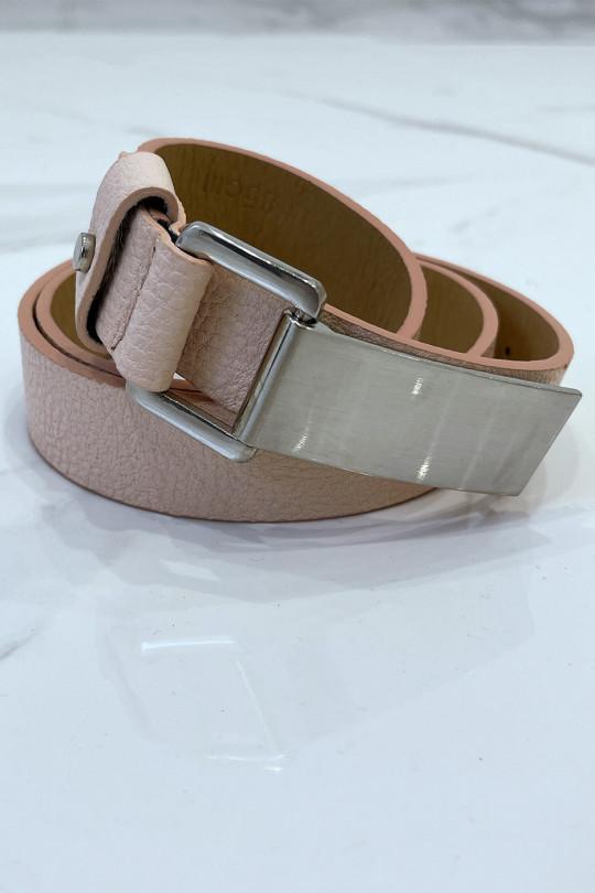 Pink python-effect belt with rectangle buckle - 4