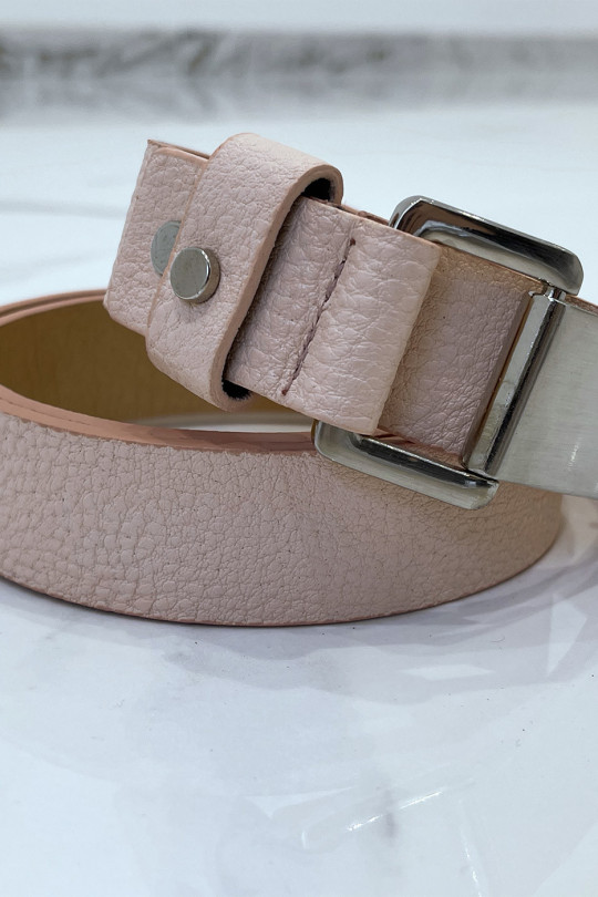 Pink python-effect belt with rectangle buckle - 5