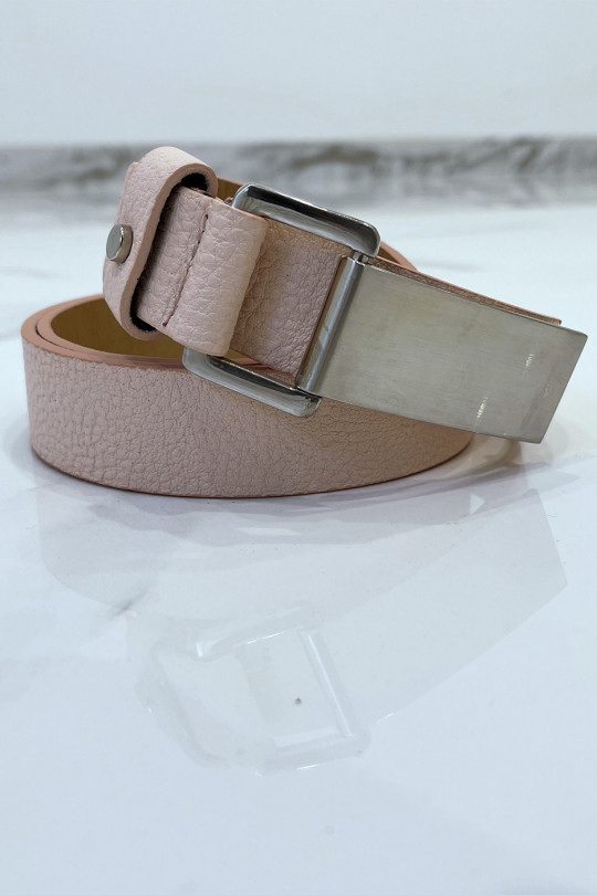 Pink python-effect belt with rectangle buckle - 6
