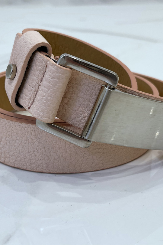 Pink python-effect belt with rectangle buckle - 7