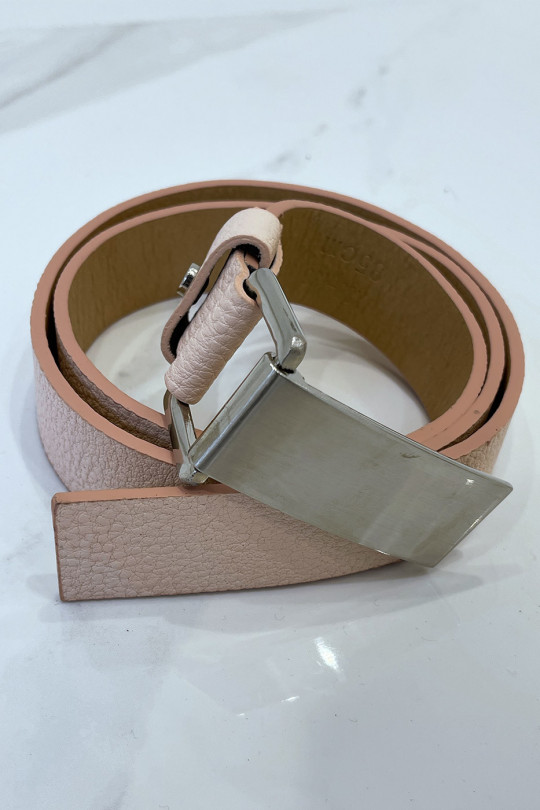 Pink python-effect belt with rectangle buckle - 8