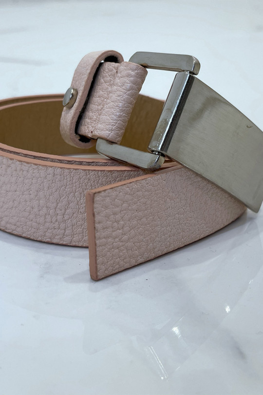 Pink python-effect belt with rectangle buckle - 9