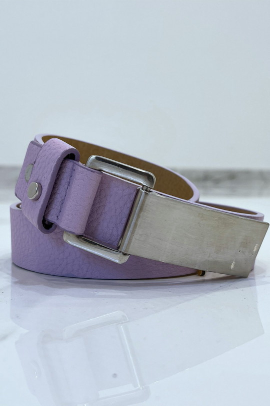 Purple python-effect belt with rectangle buckle - 2