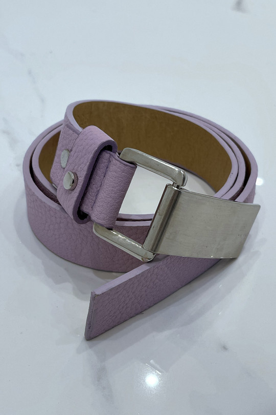 Purple python-effect belt with rectangle buckle - 5