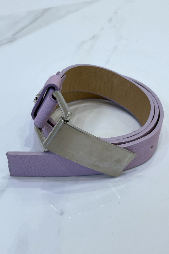 Purple python-effect belt with rectangle buckle - 6