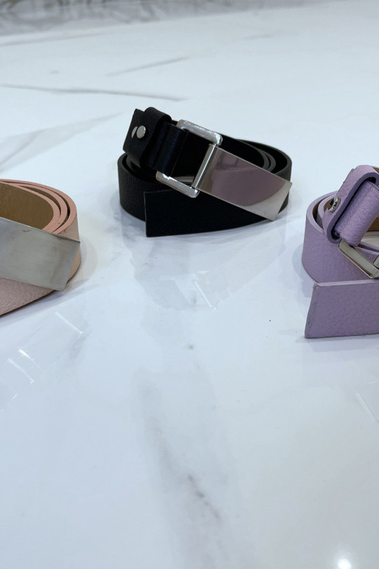 Purple python-effect belt with rectangle buckle - 9