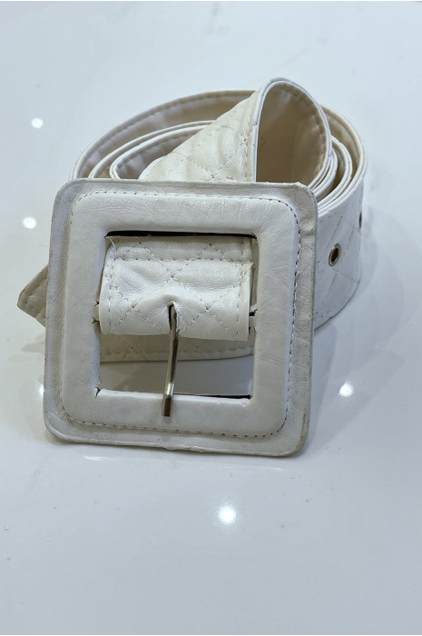 Witte gewatteerde riem met vierkante gesp - 4