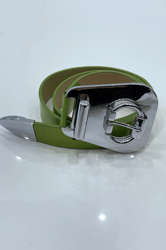Green belt with asymmetric oval buckle - 2