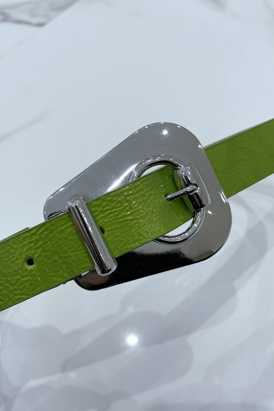 Groene riem met asymmetrische ovale gesp - 4