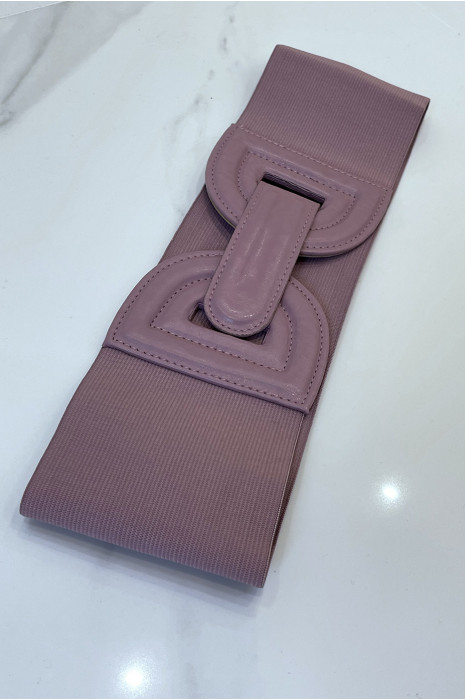 Large purple belt in stretch fabrics and button buckle - 1