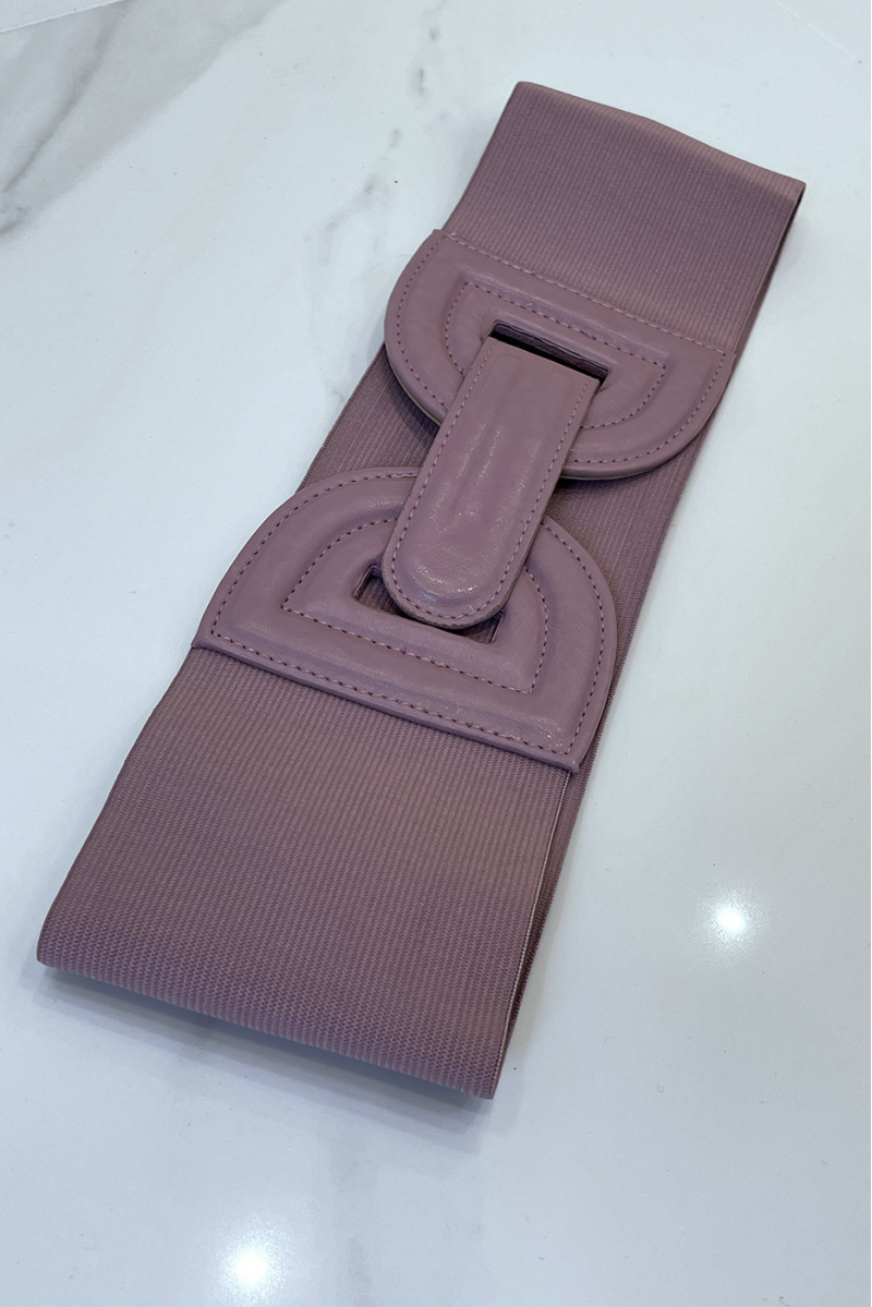 Large purple belt in stretch fabrics and button buckle - 1
