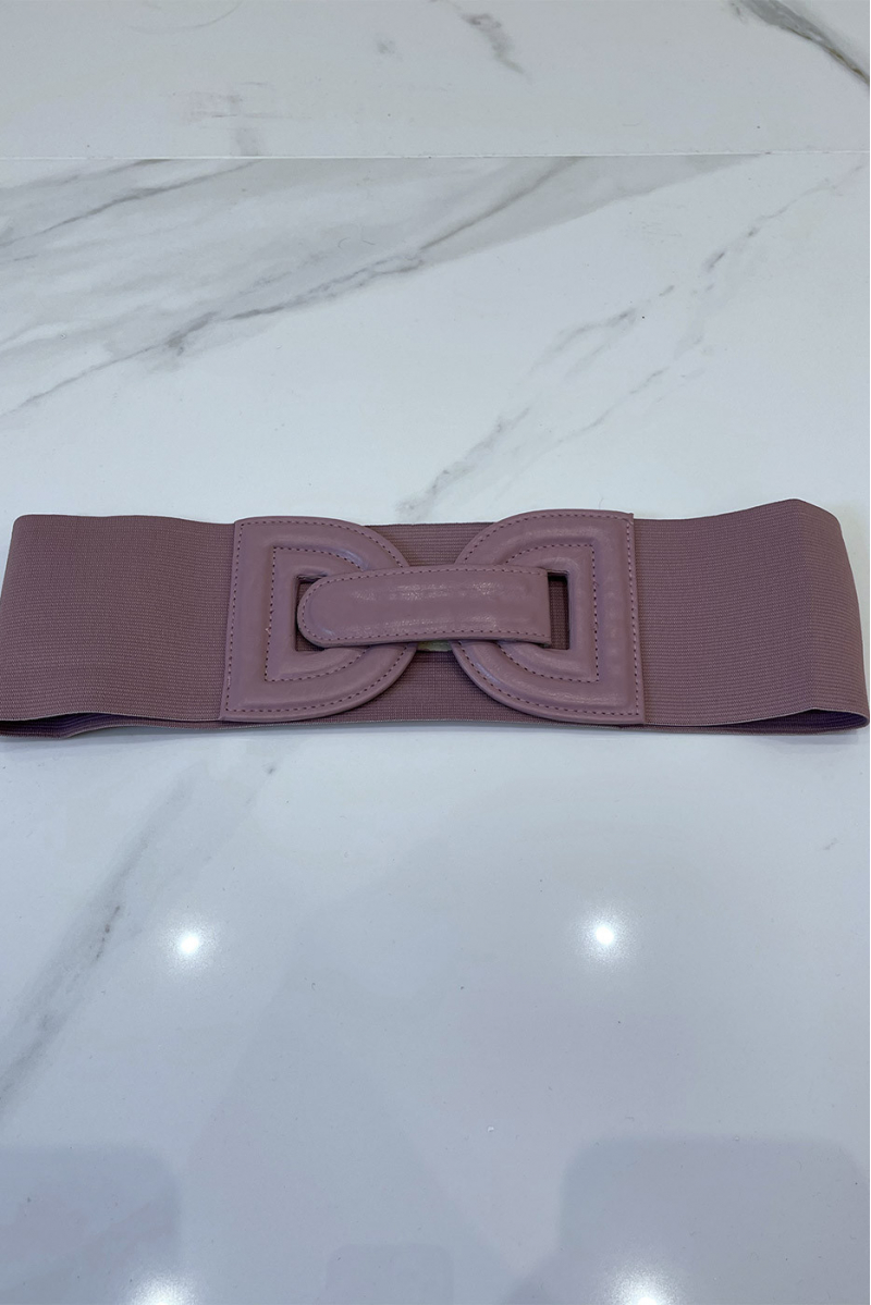 Large purple belt in stretch fabrics and button buckle - 2