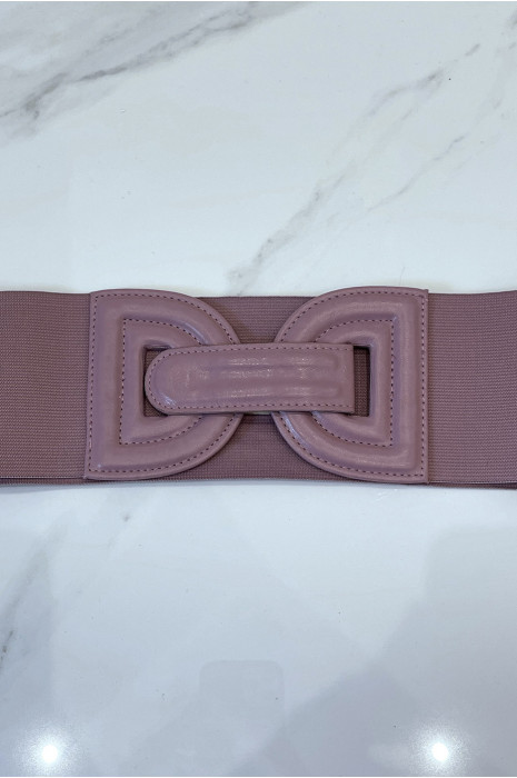 Large purple belt in stretch fabrics and button buckle - 3